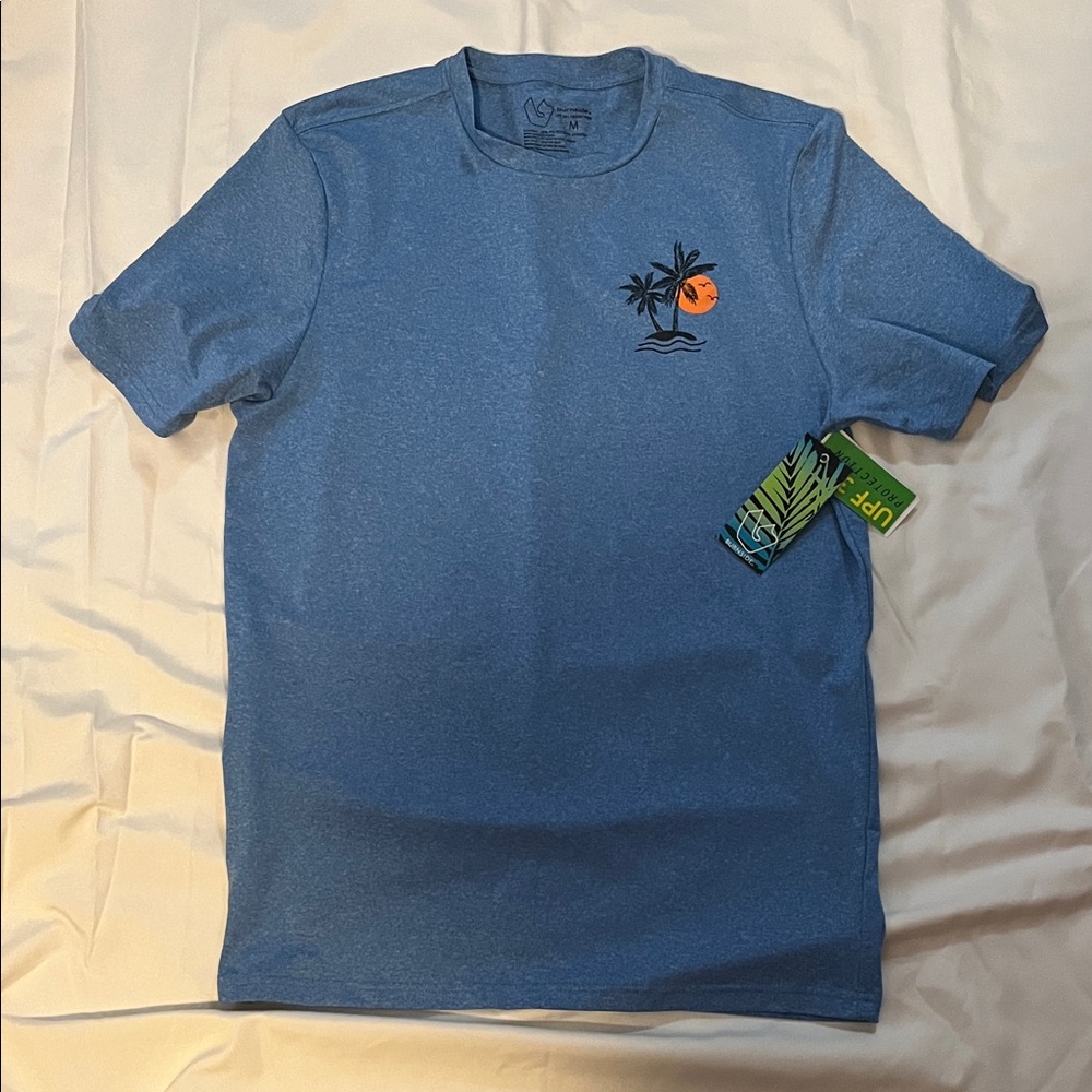 Burnside Blue Tee with Palm Graphic